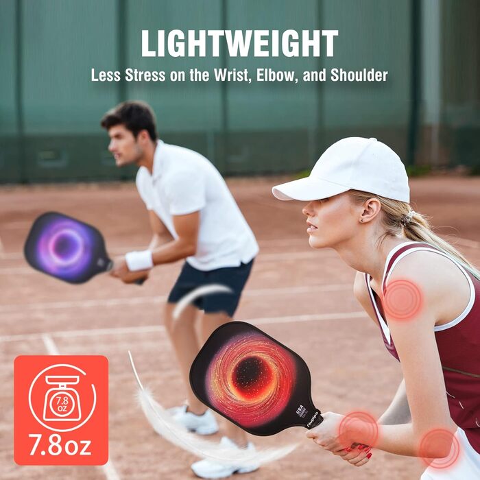 Набір ракет для піклболу Niupipo: 2 шт., фібергласова поверхня, поліпропіленовий сердечник, зручна ручка, легкі, з сумкою. Оранжевий та фіолетовий кольори