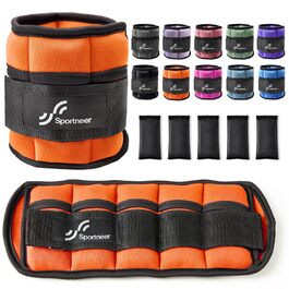 Утяжелители для ног и рук Sportneer регулируемые, 2.2 кг/пара (4.5 кг), оранжевые - для фитнеса, ходьбы, бега