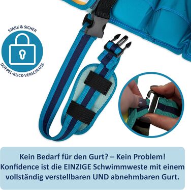 Дитячий жилет для плавання Konfidence Maui Green S (2-3 роки, 15-19 кг) | Безпечний, регульований, CE-сертифікат