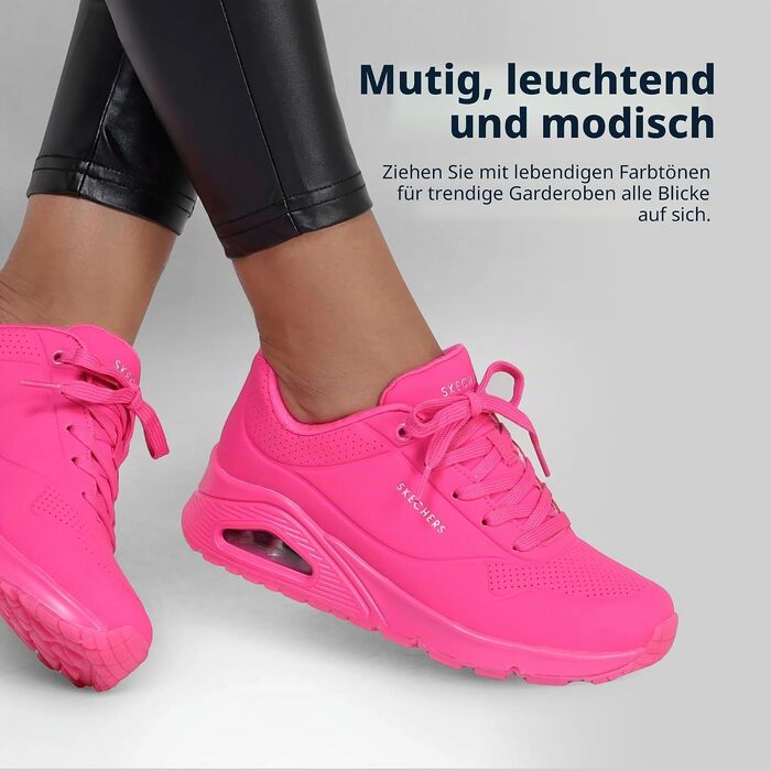 Жіночі кросівки Skechers UNO 73667 NORG Hot Pink — рожеві, матеріал Durabuck, розмір 38 EU
