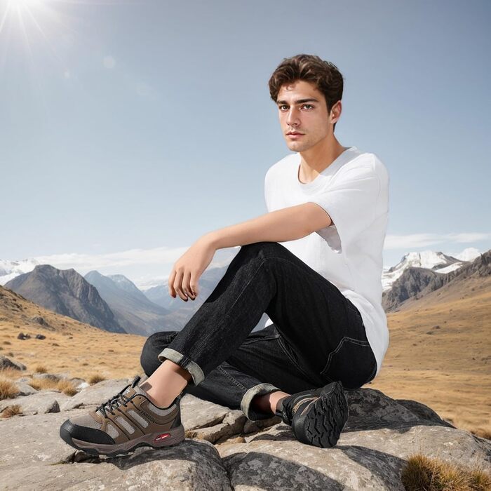 Черевики для хайкінгу чоловічі, дихаючі, трекінгові, легкі, з антиковзким покриттям, спортивні, зелені (колір: коричневий, розмір: 47 EU)