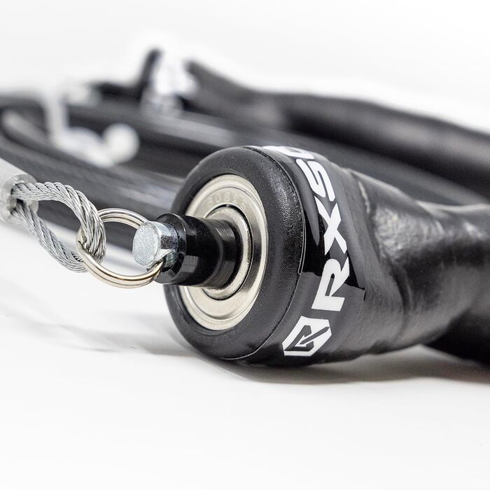 Скакалка Rx Smart Gear Black Ops з ергономічними ручками та тросом Trans Black Buff 3.4, обтяжена швидкісна для спорту, фітнесу, кросфіту, MMA, HIIT, кардіо, чорна, 275 см
