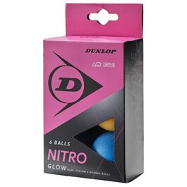 Набір м'ячів для настільного тенісу Dunlop Nitro Glow 6 шт. різнокольорові, для розваг