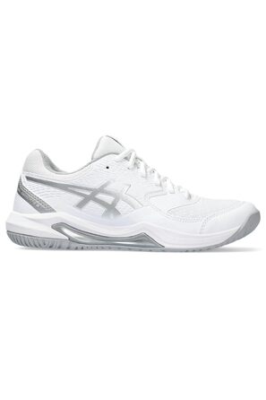 Жіночі тенісні кросівки ASICS Dedicate 8, білі з сріблястими елементами, розмір 37 EU