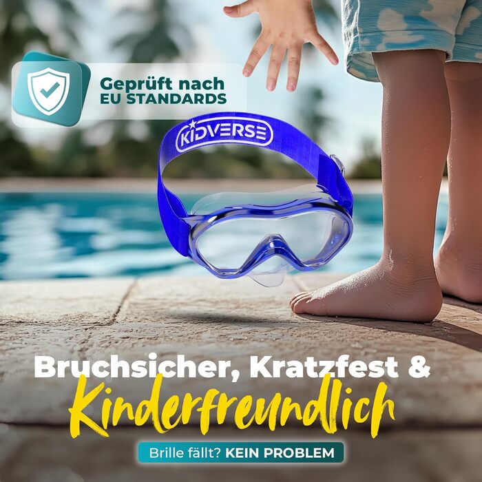 Набір для снорклінгу KIDVERSE для дітей 5-16 років: маска та трубка для плавання, блакитна.