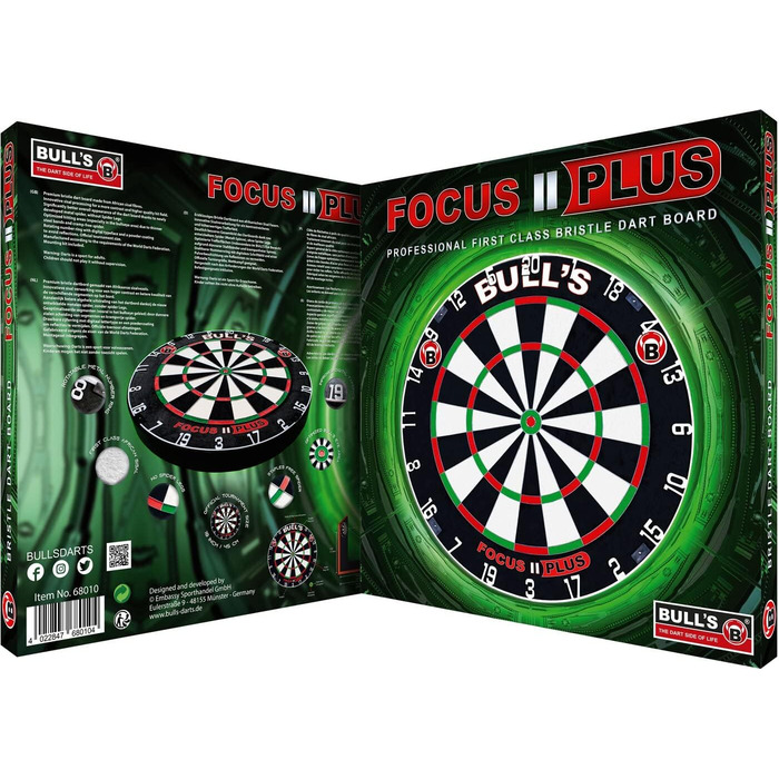 Дротики для дартсу BULL'S Focus II Plus, професійна мішень