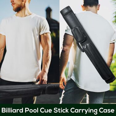 Більярдний кий Deekin 2x2 серія, овальна форма, сумка-чохол з 4 отворами, 2 кубики крейди, чорний колір