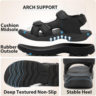 Чоловічі сандалі ARRIGO BELLO для трекінгу та пляжу, чорні, розмір 43 EU