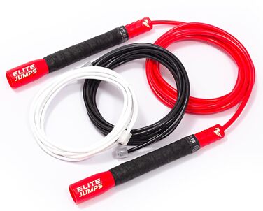 Набір скакалок Elite Jumps Freestyle PVC – преміум якість для фітнесу та кардіотренувань. Легкі, міцні скакалки з нерухомими ручками. Червоний/Однотонні (Getaway Solids)