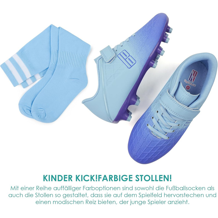 Дитячі футбольні бутси JABASIC для гри на твердих поверхнях, розмір 27 EU, синій/фіолетовий, з футболковими шкарпетками
