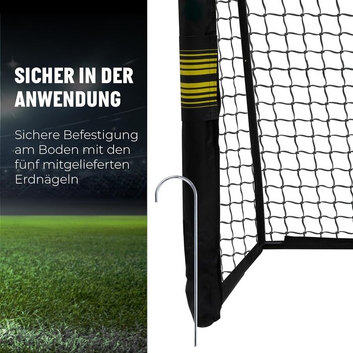 Футбольні ворота Umbro 180x120x60 см металеві для саду, дітей і дорослих, чорні/жовті, для тренувань, для вулиці та приміщення