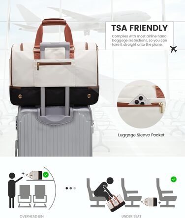 Сумка-валіза LOVEVOOK 37L, 3-в-1: валіза, сумка для пологів, спортивна сумка. Водостійка, з відділенням для взуття та мокрих речей. Підходить для подорожей, спорту, відпустки. (M, Бежево-чорно-коричневий)