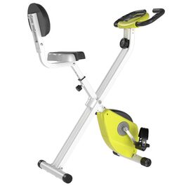 Велотренажер HOMCOM F-Bike з 8-ступінчастим регульованим магнітним опором, регульований по висоті, сталевий, жовтий білий, компактний 43 x 97 x 109 см
