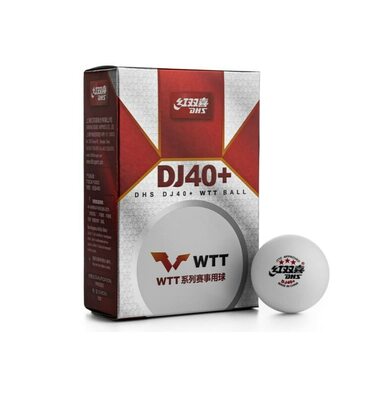 М'яч для настільного тенісу DHS ABS DJ40+ 3 зірки WTT (білий, 6 шт/уп)