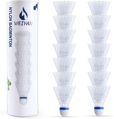 Флінтронік Бадмінтонні м'ячі, 6/12 шт. Нейлонові воланчики для бадмінтону, висока стабільність та довговічність, професійні воланчики для тренувань в приміщенні та на вулиці, відпочинок, спорт. 12 шт. Білі