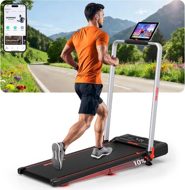 Ленковець Laufband для дому з нахилом, ходунка до 12 км/год, біговий тренажер складаний з 12 попередньо встановленими програмами, електричний біговий тренажер з LED-дисплеєм, пультом дистанційного керування та додатком