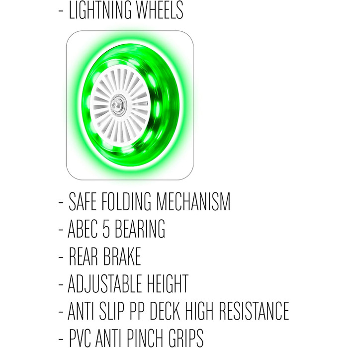 Самокат складаний чорний SKIDS CONTROL з поліпропіленовою декою та колесами LIGHTNING