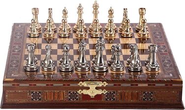 Набір шахів GiftHome Classic: ручна робота, дерев'яний, з шаховою дошкою з перламутром та внутрішнім відділенням для зберігання