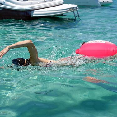 2 шт. буї для плавання Schwimmen Schleppschwimmer для відкритої води, яскраві, водонепроникні, надувні з ПВХ, Dry Bag для тріатлону, жовтий/рожевий