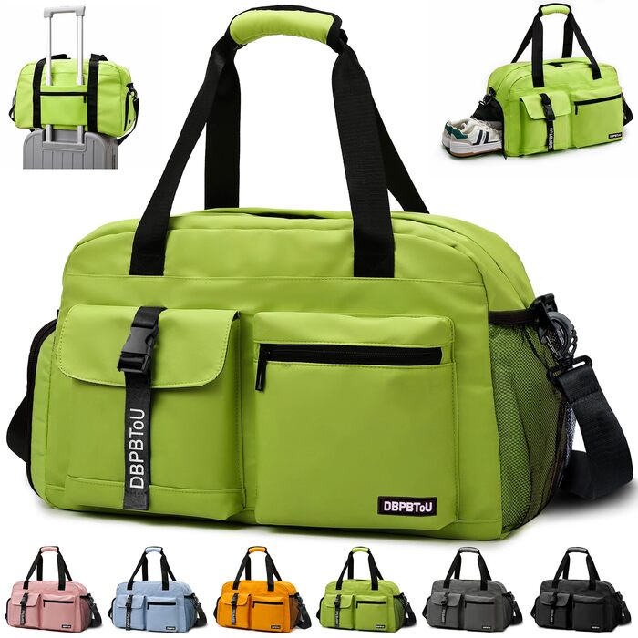 Спортивна сумка для жінок та чоловіків з відділенням для взуття та мокрих речей, водонепроникна дорожня сумка-вікенд для тренувань, залу та басейну (Зелена)