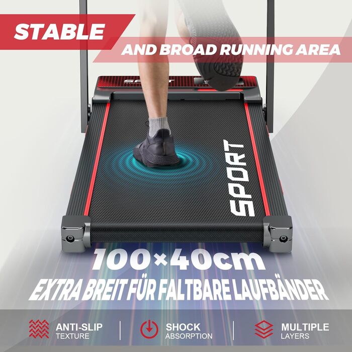 Біговий тренажер RAOO MIN для дому з електричним нахилом, 1-12 км/год, 1.5HP двигун, складаний, 4-в-1 з пультом ДУ та LED-дисплеєм, підставка для iPad/телефону. Чорний