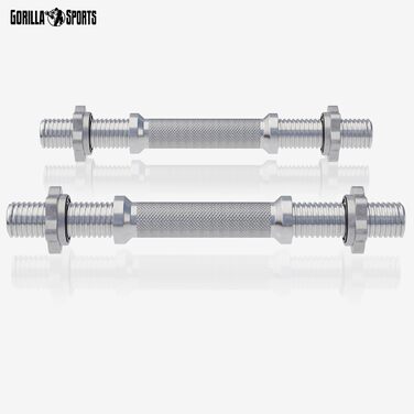 Гантельні грифи GORILLA SPORTS 35 см, 2 шт, 30 мм, зіркові замки, хромовані, сріблясті/чорні – короткі штанги для гантелей