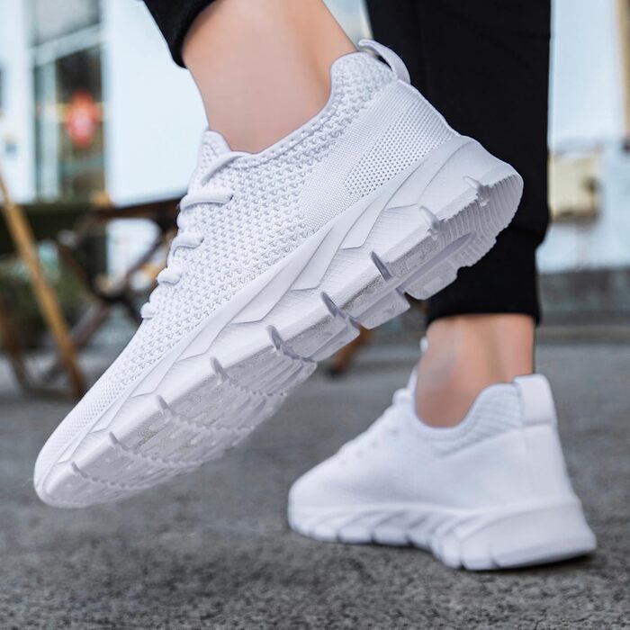 Чоловічі кросівки для бігу та фітнесу, спортивні, повсякденні, білі (48 EU)