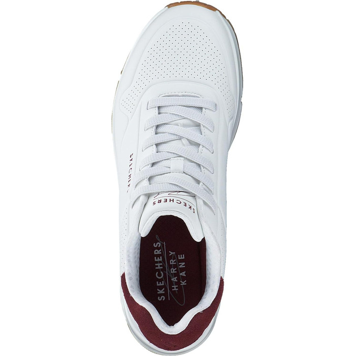 Чоловічі кросівки Skechers UNO Harry Kane AirSneaker, 43 EU, білий, Duraleather, замша Burgundy