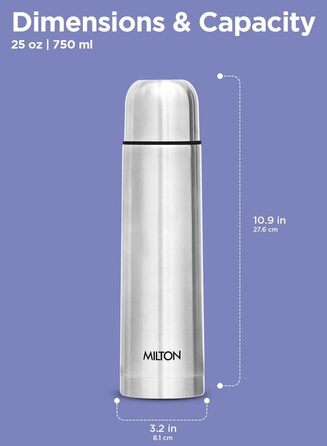 Термос Milton Thermosteel Flip Lid 1 л, вакуумна ізоляція, пляшка для води з кришкою-клапаном, нержавіюча сталь, герметична, срібляста