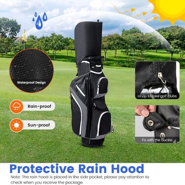 Сумка для гольфу LIFEZEAL Stand Bag сірого кольору з 14 відділеннями, підставка, ремінь, тримач для напоїв, 9 кишень, кишеня-холодильник, тримач для парасольки