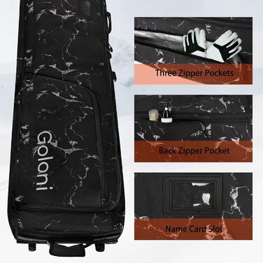 Чохол для сноуборду Goloni з роликами, для подорожей літаком, 600D водонепроникний матеріал, складаний чохол для 2 пар лиж (190см, Чорний/Білий)