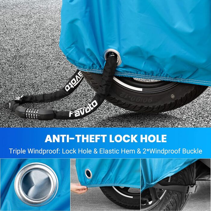 Водонепроникний чохол для мотоцикла Favoto, XXL, 245x105x125 см, чорно-синій