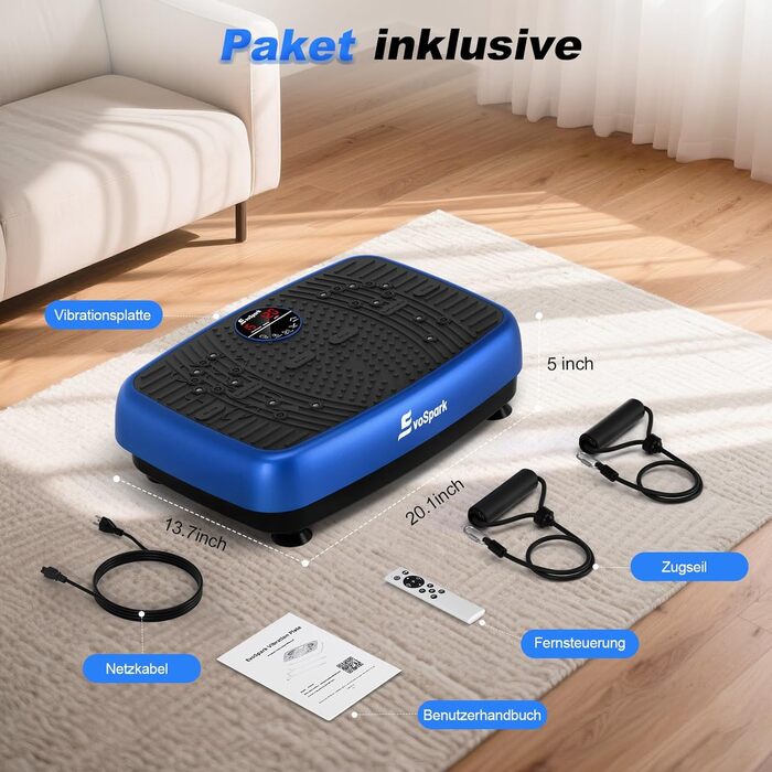 Вібраційна платформа EvoSpark: Тест-переможець 2025, з подвійними моторами для схуднення та тренувань всього тіла. Масажер, платформа для фітнесу на 200 кг. Вібраційна платформа для дому - зелений/блакитний