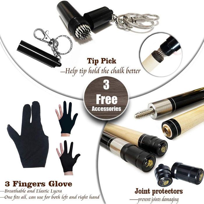 Професійний бильярдний кий Billard-Queuestab S8 з кейсом, наконечник 13 мм, 147,3 см, канадський клен, аксесуари, вага 18,19,20,21,22 г (на вибір), блакитний, чорний, червоний, сірий, зелений