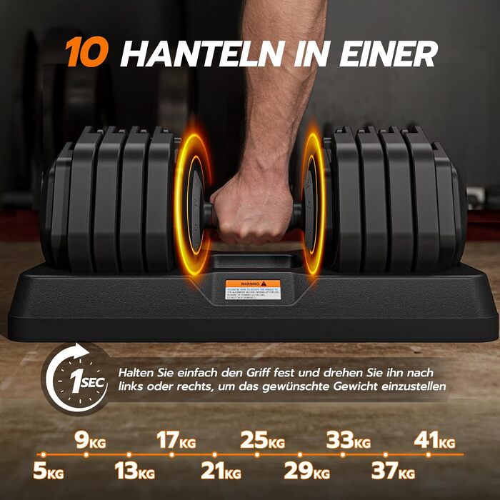 Набір гантелей Dripex: 11 кг, 24.5 кг, 41 кг. Регульовані диски, антиковзні ручки, підставка. Для фітнесу, окремо або пара. 41 кг x2 (10 рівнів налаштування)