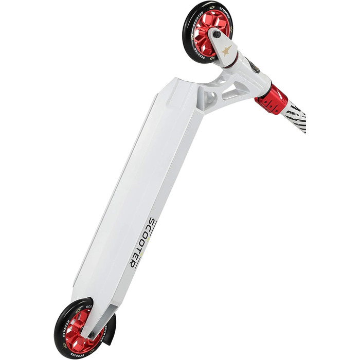 Трюковий самокат STAR SCOOTER Pro Sport 120 мм для дітей від 7 років та дорослих, алюмінієвий, біло-червоний