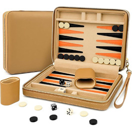 Набір для гри в нарди Lohofrnny для подорожей, портативний, класичний, магнітний, для дорослих та дітей (бежевий)