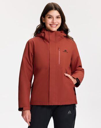 Жіноча зимова куртка Pioneer Camp 3 в 1 – гірськолижна куртка, сноуборд куртка, водонепроникна, дихаюча, з бавовняною підкладкою, Vermilion Red, XL
