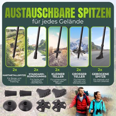 Телескопічні трекінгові палиці з алюмінію для скандинавської ходьби та гірських походів, ультралегкі, регульовані (для чоловіків та жінок) з аксесуарами та сумкою