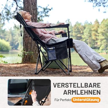 Складний крісло-шезлонг для кемпінгу Timber Ridge - 180 кг, 3 положення, широке сидіння 62 см, з підстаканником