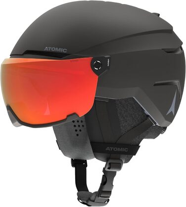 Гірськолижний шолом ATOMIC Savor Visor Photo з візором, чорний, 59-63 см, максимальна ударостійкість, активна вентиляція, дзеркальне покриття
