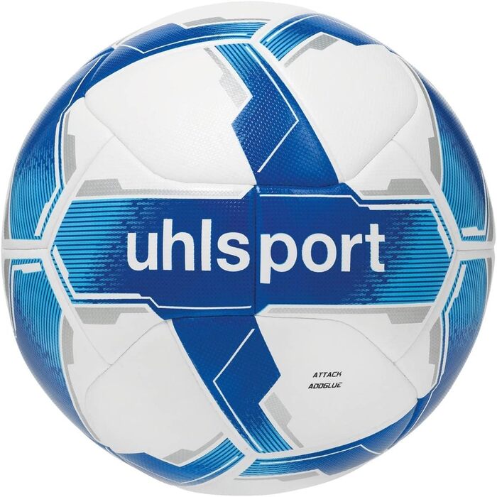 Футбольний м'яч Uhlsport Attack ADDGLUE, тренувальний та ігровий, розмір 5, біло-синій, для юнаків і дорослих, FIFA Basic