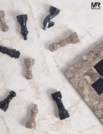 Шаховий набір з мармуру для дорослих, ручної роботи, 32 фігури, 2 додаткові королеви, коробка для зберігання, розкішна подорожна гра, елегантний подарунок для дому (чорний & кораловий) (Океанічний & Чорний)