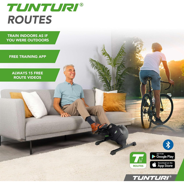 Велотренажер Tunturi Cardio Fit M40 для дому з Bluetooth, 8 рівнів навантаження, магнітне гальмування, мінібайк під стіл