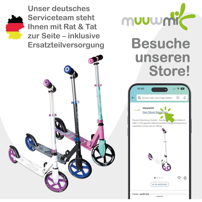 Самокат трюковий muuwmi Aluminium Scooter Deluxe 205мм ABEC 7 сіро-блакитний - для дітей та дорослих, регульована висота, сертифікат GS