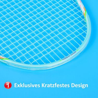 Набір для бадмінтону WHiZZ Carbon: ракетка графітова, волани, намотки, сумка (Циан)