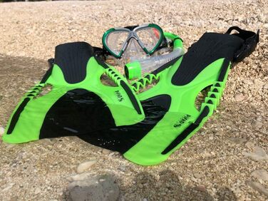 Дитячі ласти для плавання та снорклінгу PiNAO Sports, розмір S-M (37-40), неоново-зелені, для підлітків