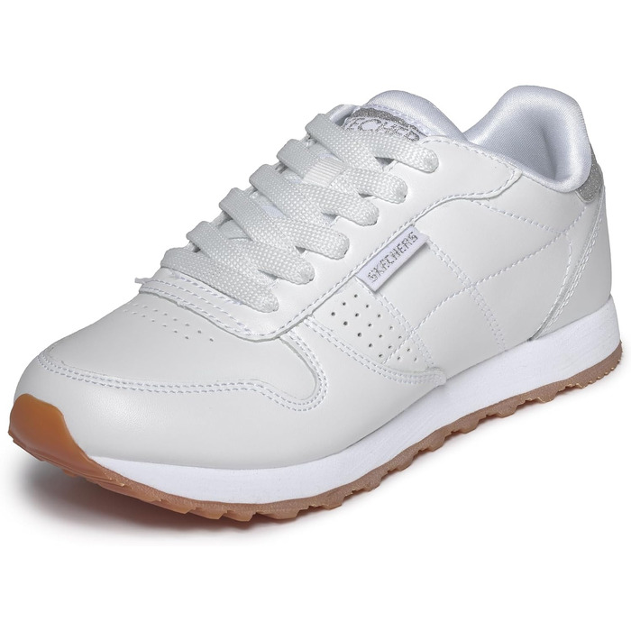 Жіночі високі кросівки Skechers OG 85 Old School Cool білого кольору з глітерним сріблястим оздобленням, розмір 41 EU