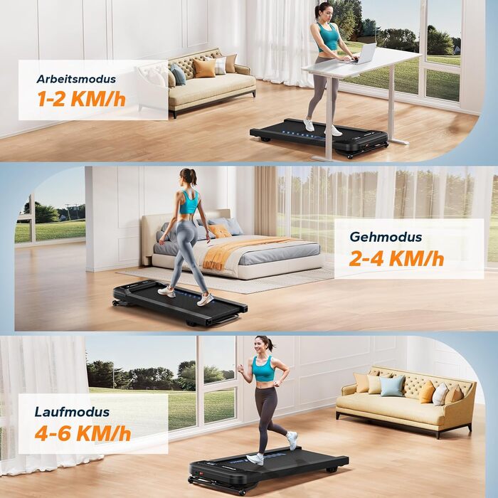 MERACH Walking Pad - біговий килимок для дому та офісу, автоматична нахил 9%, швидкість 1-6 км/год, потужність 2.5PS, підходить для ваги до 120 кг, керування через додаток та пульт, чорний