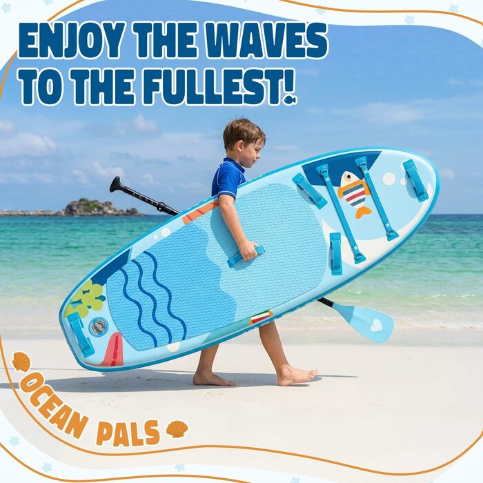 Надувне SUP-борд для дітей та підлітків. Комплект з аксесуарами. Макс. вага: 75/80/120 кг. Дизайн 